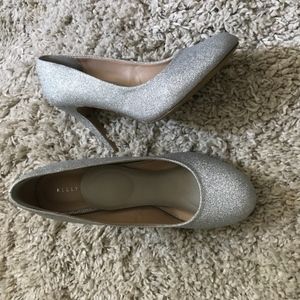 Kelly and Katie silver sparkle heels